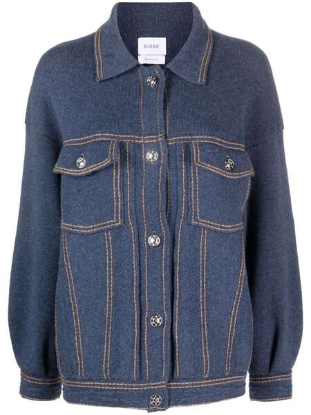  Barrie Contrast-stitching Denim-effect Jacket - Blue 