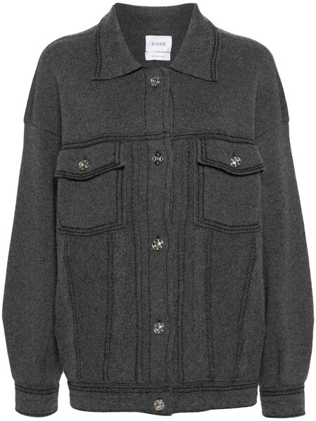  Barrie Contrast-stitching Denim-effect Jacket - Grey 
