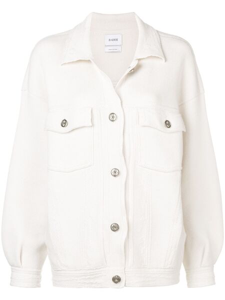  Barrie Contrast-stitching Denim-effect Jacket - Neutrals 