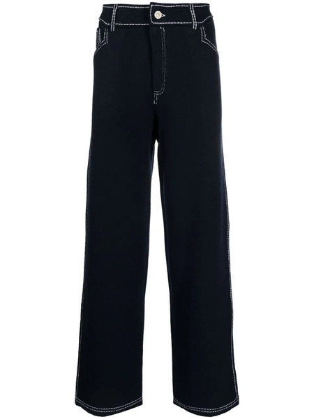  Barrie Contrast-stitching Denim-effect Trousers - Blue 