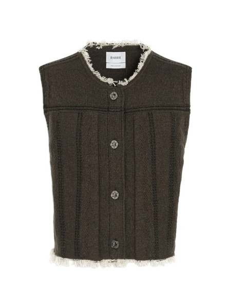  Barrie Denim Fringed Sleeveless Jacket - Green 
