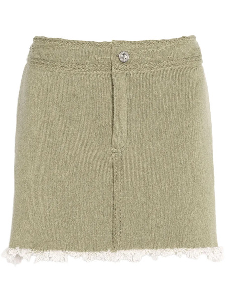  Barrie Frayed-hem Mini Skirt - Green 