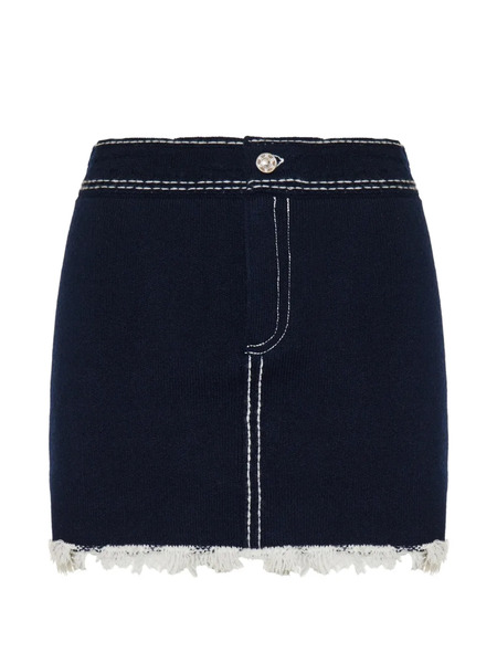  Barrie Fringed Stitching Mini Skirt - Blue 