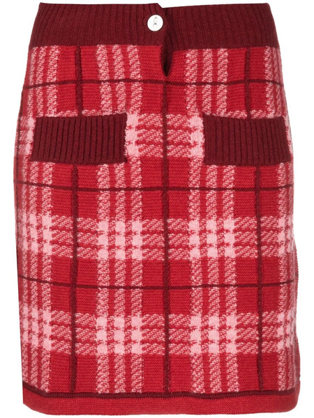  Barrie Knitted Check-print Miniskirt - Red 