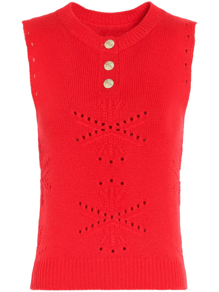  Barrie Perforated-motif Top - Red 