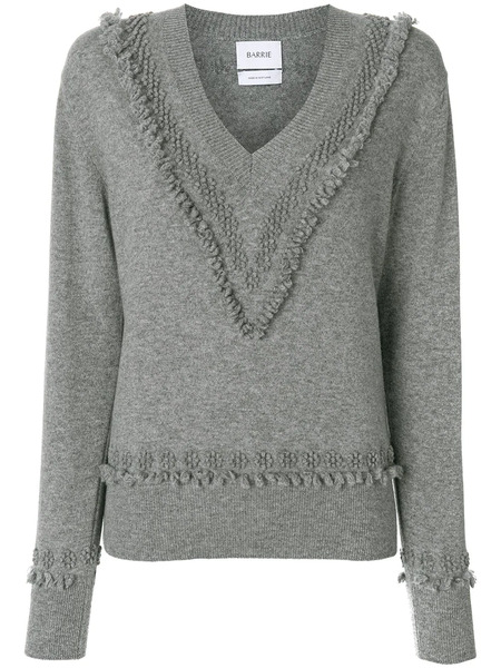  Barrie Romantic Timeless Cashmere V Neck Pullover - Grey 