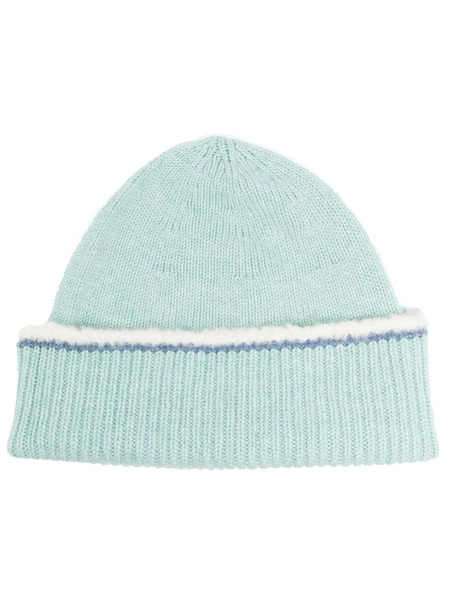  Barrie Shearling-trim Cashmere Beanie - Blue 