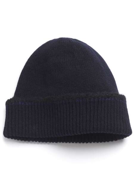  Barrie Shearling-trim Cashmere Beanie - Blue 