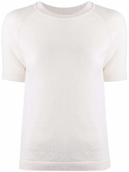  Barrie Short-sleeve Cashmere Top - White 