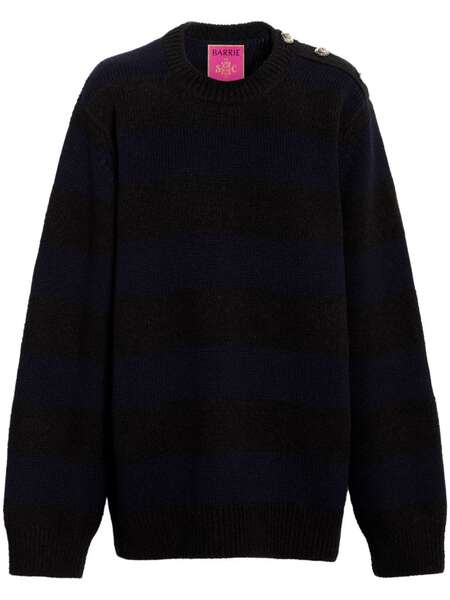  Barrie Striped Ribbed-knit Jumper - Black 