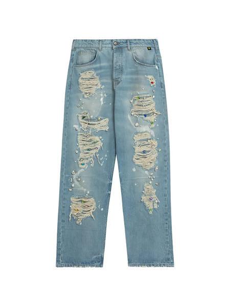  Barrow Oversize Ripped Embellished Denim - Blue 