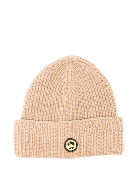  Barrow Smiley-appliqué Ribbed Beanie - Neutrals 