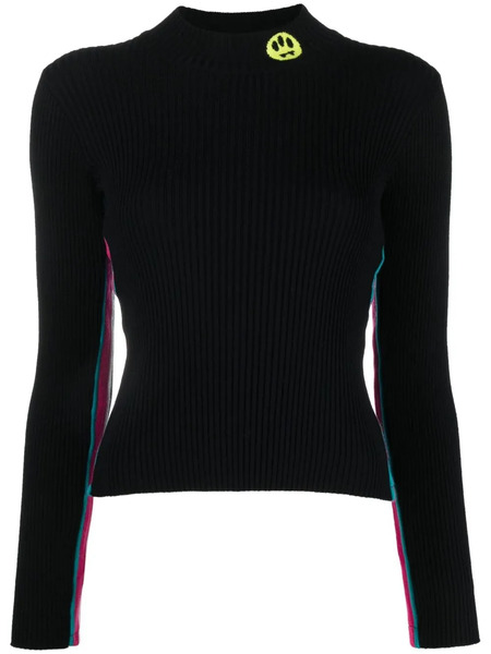  Barrow Smiley-patch Long Sleeve Jumper - Black 