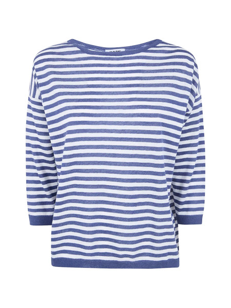  Base Striped-pattern Sweater - Blue 