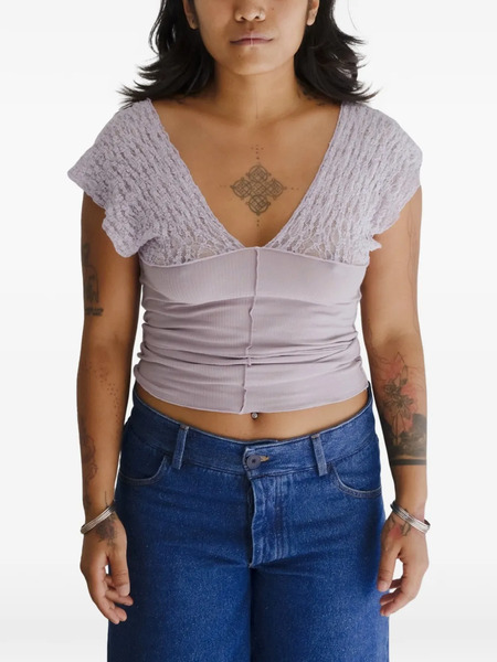  Baserange Nehru V-neck Top - Purple 