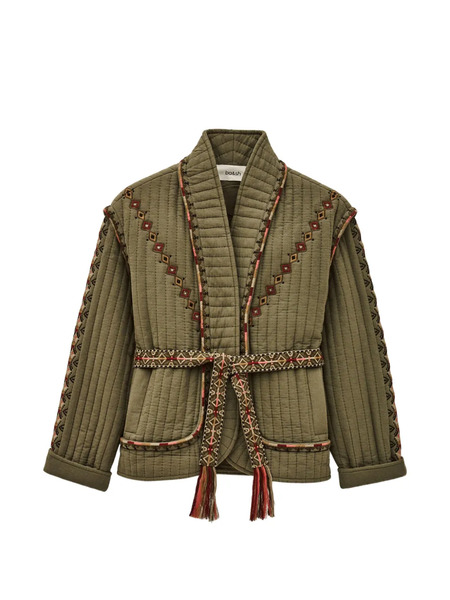  Ba&sh Cocoon Quilted Embroidered Jacket - Green 