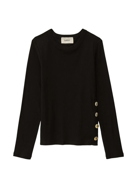  Ba&sh Giulia Buttoned-detail Long-sleeve Top - Black 