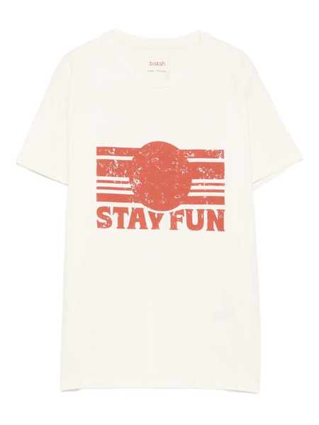  Ba&sh Graphic-print Cotton T-shirt - Neutrals 