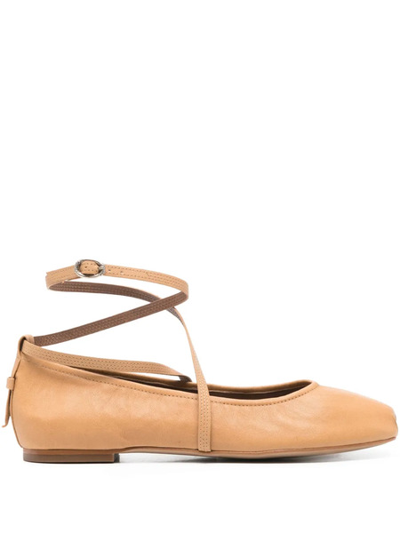  Ba&sh Leather Wrap-strap Ballet Flats - Brown 
