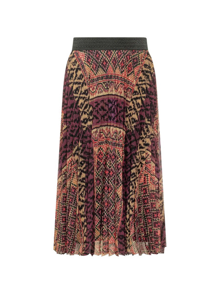  Ba&sh Olgia Pleated Patterned Midi Skirt - Brown 