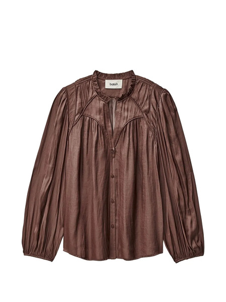  Ba&sh Ruffled-collar Button Shirt - Brown 