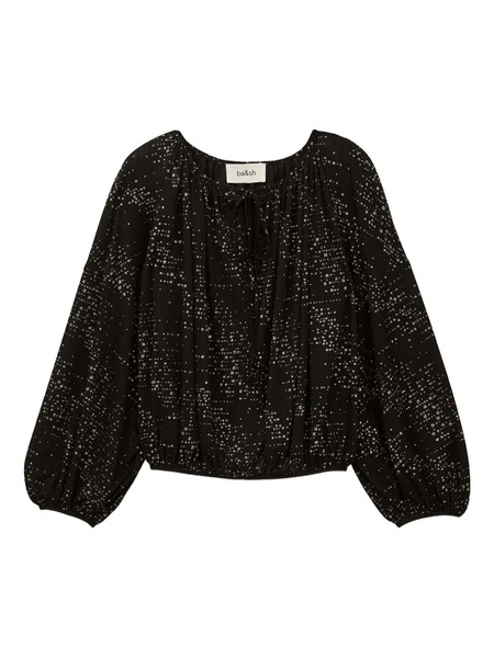  Ba&sh Torny Tie Detail Patterned Top - Black 