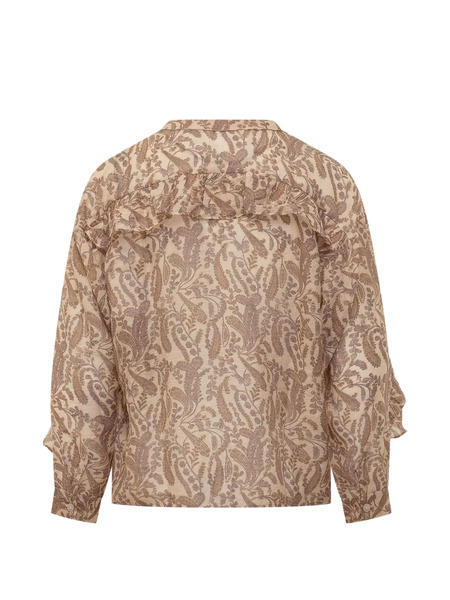  Ba&sh Tunella Ruffled Paisley Shirt - Neutrals 