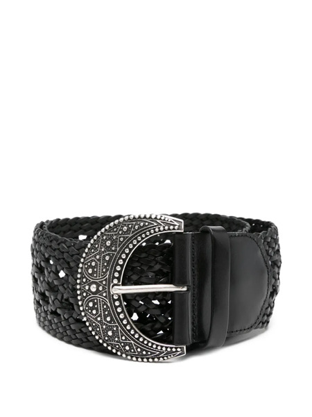  Ba&sh Woven Embellished Buckle Belt - Black 