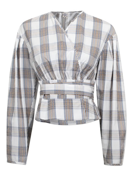  Baum Und Pferdgarten Checked Wrap Blouse - Brown 