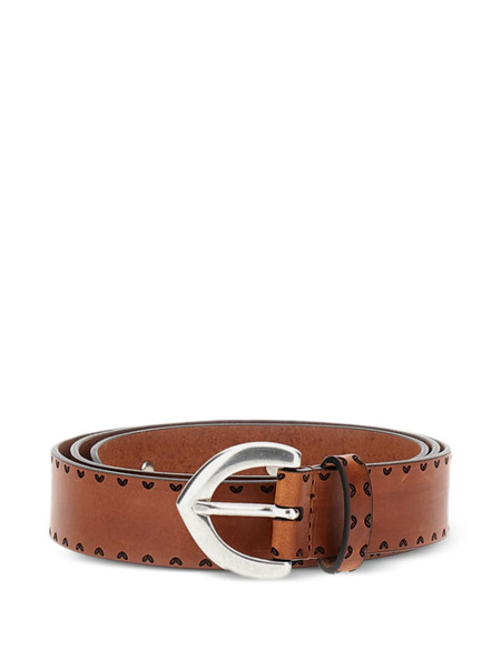  Bax Lab Studded Buckle Leather Belt - Brown 