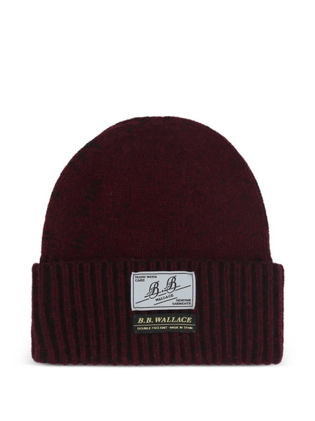  B.b. Walace Logo Patch Beanie Hat - Red 