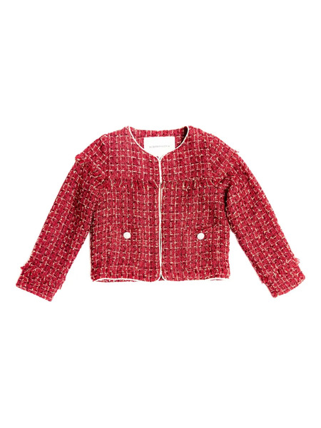  Bcbg Kids Frayed Tweed Jacket - Red 