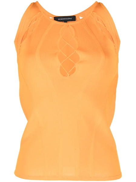  Bcbg Max Azria Lace-up Sleeveless Top - Orange 