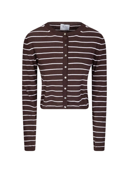  Be You Striped Cardigan - Brown 