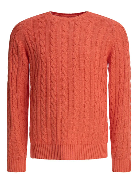  Beams Plus Cable-knit Crew-neck Sweater - Orange 