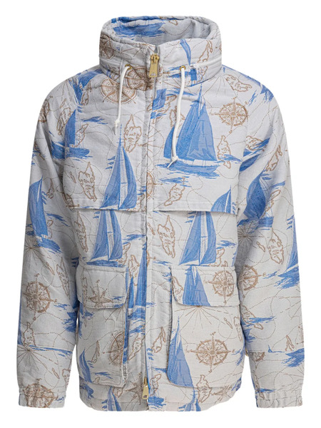  Beams Plus Nautical-print Hooded Jacket - White 
