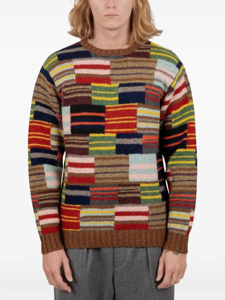  Beams Plus Patchwork Crewneck Sweater - Black 