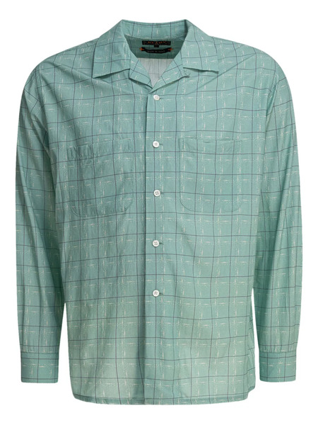  Beams Plus Revere-collar Grid-pattern Shirt - Blue 