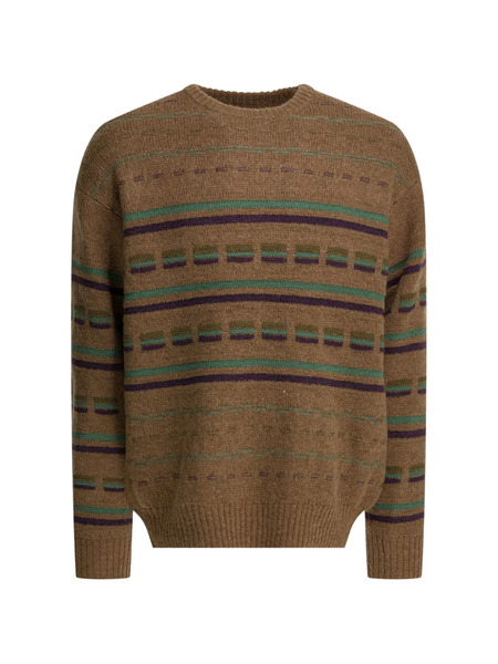  Beams Plus Striped Crew-neck Sweater - Brown 