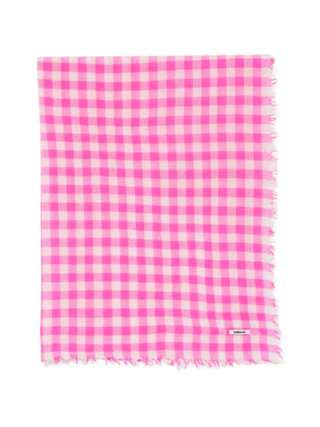  Bellerose Gingham Fringed Scarf - Pink 