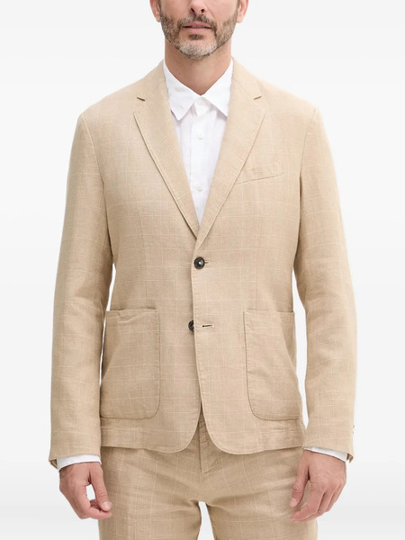  Benetton Check Button Suit Jacket - Neutrals 