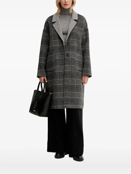  Benetton Check Collared Coat - Grey 