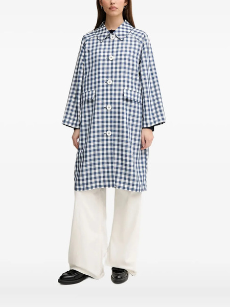  Benetton Gingham-check Coat - Blue 