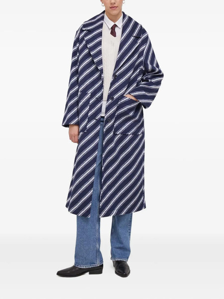  Benetton Striped Button Coat - Blue 