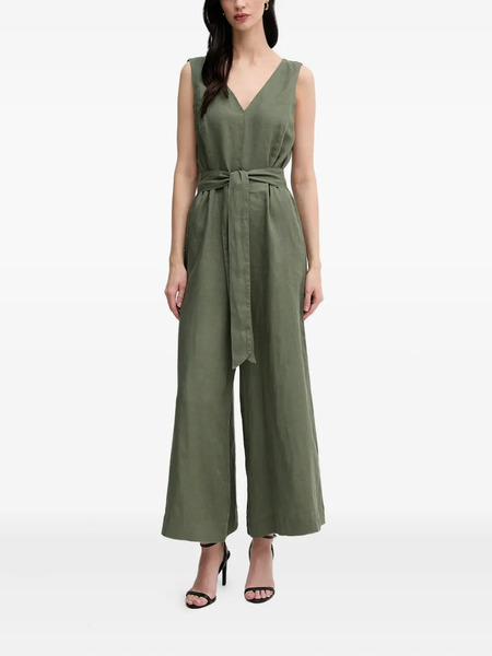  Benetton V-neck Belted Jumpsuit - Green 