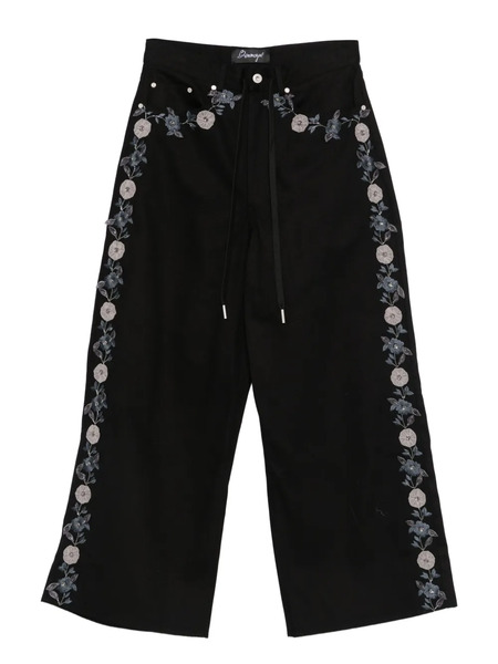  Benjamin Benmoyal Floral-embroidered Trousers - Black 