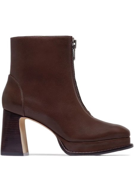  Bernardo 95mm Mafalda Zip-front Platform Boots - Brown 