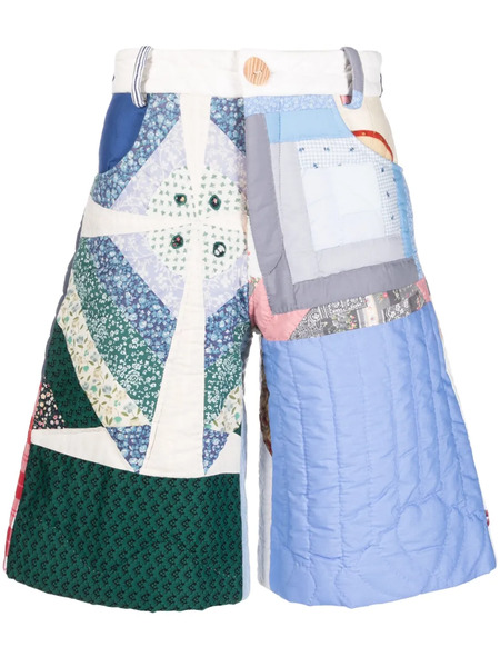  Bethany Williams Upcycled Quilted Blanket Shorts - Neutrals 