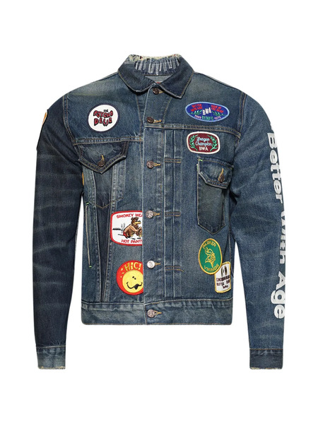  Better With Age Patch Denim Jacket - Blue 