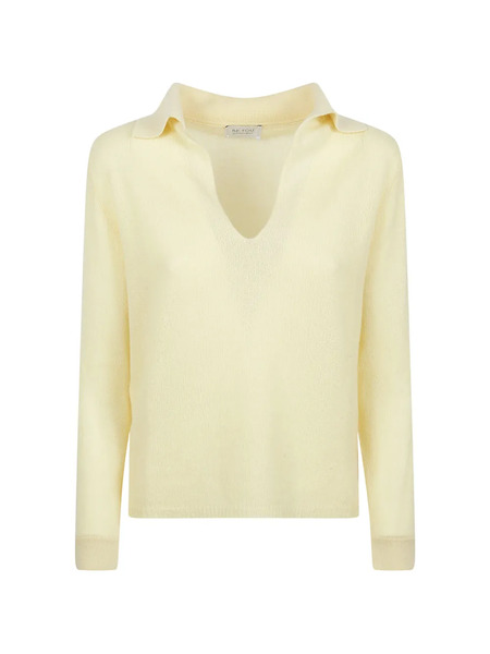  Beyou Collar V-neck Sweater - Yellow 
